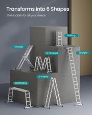 Multi Purpose Folding Ladder 16 Step Aluminium Extendable Design 430 cm Long by Songmics