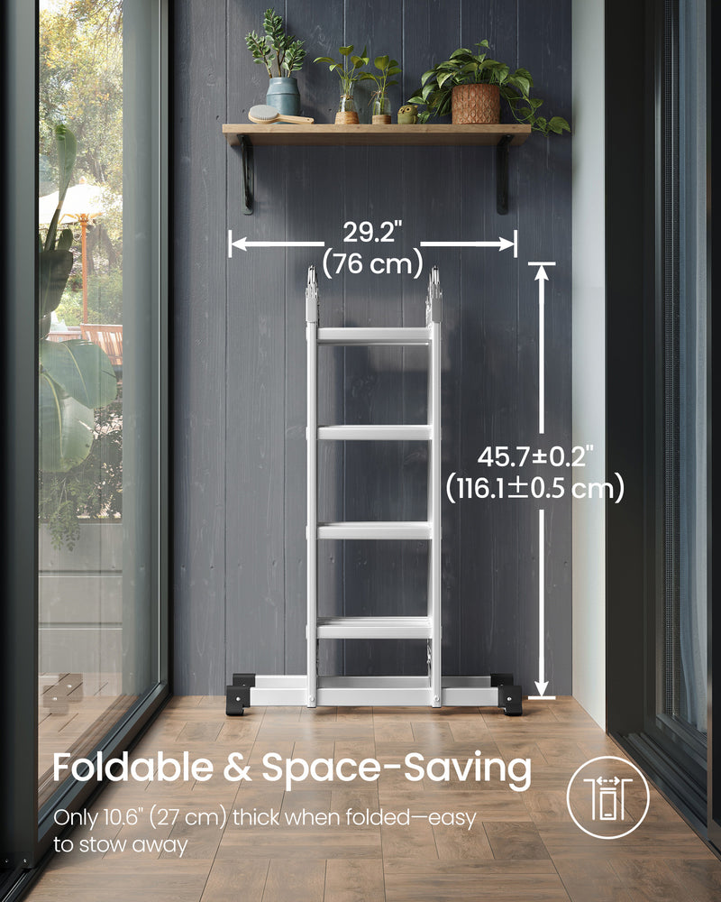Multi Purpose Folding Ladder 16 Step Aluminium Extendable Design 430 cm Long by Songmics