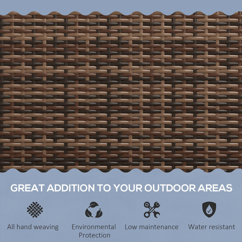 Garden Bench for Two with High Back and Armrests Weather Resistant Rattan Brown Outsunny