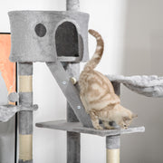 Adjustable Floor to Ceiling Cat Tree for Indoor Climbing and Play 240 to 260cm Light Grey