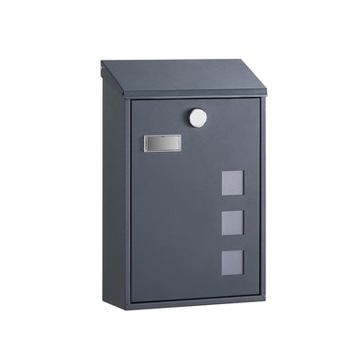 Wall Mounted Lockable Post Box Weatherproof Steel Mailbox 11.5 x 25.5 x 39.5 cm by Songmics