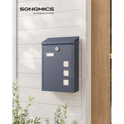 Wall Mounted Lockable Post Box Weatherproof Steel Mailbox 11.5 x 25.5 x 39.5 cm by Songmics