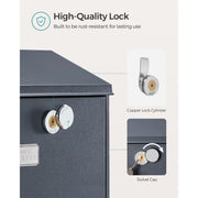 Wall Mounted Lockable Post Box Weatherproof Steel Mailbox 11.5 x 25.5 x 39.5 cm by Songmics