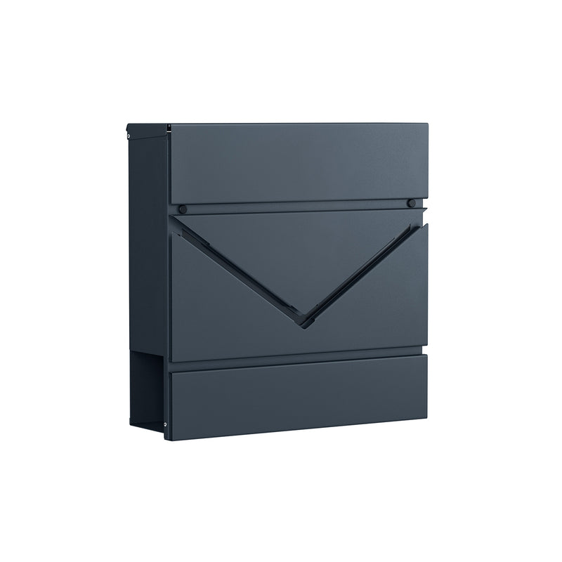 Wall Mounted Lockable Letter Box in Anthracite Grey with Protective Lid by Songmics