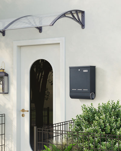 Wall Mounted Letter Box for Outdoor Use in Anthracite Grey with Lockable Lid by Songmics