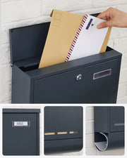 Wall Mounted Letter Box for Outdoor Use in Anthracite Grey with Lockable Lid by Songmics
