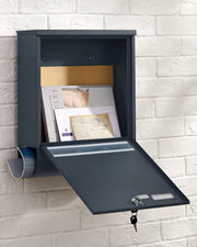 Wall Mounted Letter Box for Outdoor Use in Anthracite Grey with Lockable Lid by Songmics