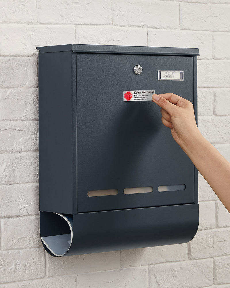 Wall Mounted Letter Box for Outdoor Use in Anthracite Grey with Lockable Lid by Songmics