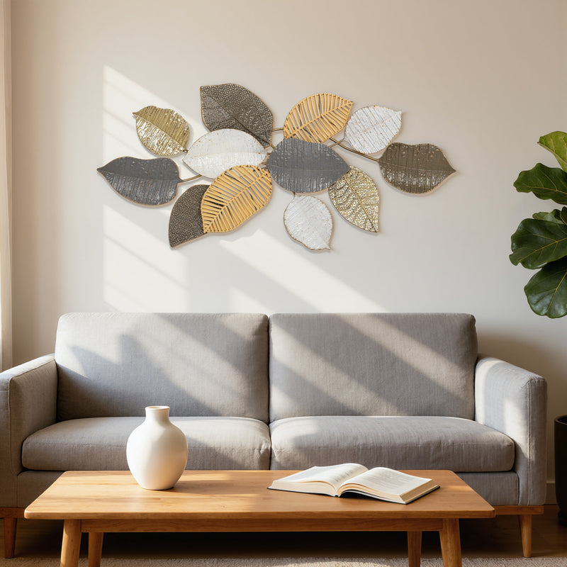 Metal Wall Art Ready to Hang for Instant Living Room or Hallway Update Gold and Silver