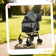 Pet Pram with Detachable Carrier for Easy Walks and Travel for Small Dogs or Cats Grey AOSOM