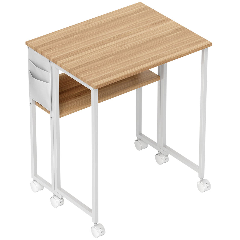 Natural Wood Drop Leaf Desk 63 cm Folding Writing Table Ideal for Small Home Offices