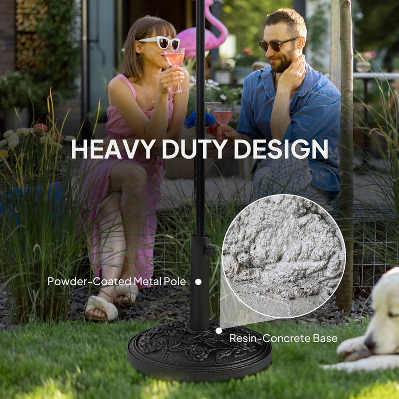 21kg Parasol Base with Wheels for Secure Garden Umbrella Support and Easy Movement Black Outsunny