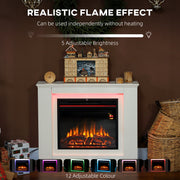 Electric Fireplace with Remote Timer and 12 Colour Flame for Living Room Heating White