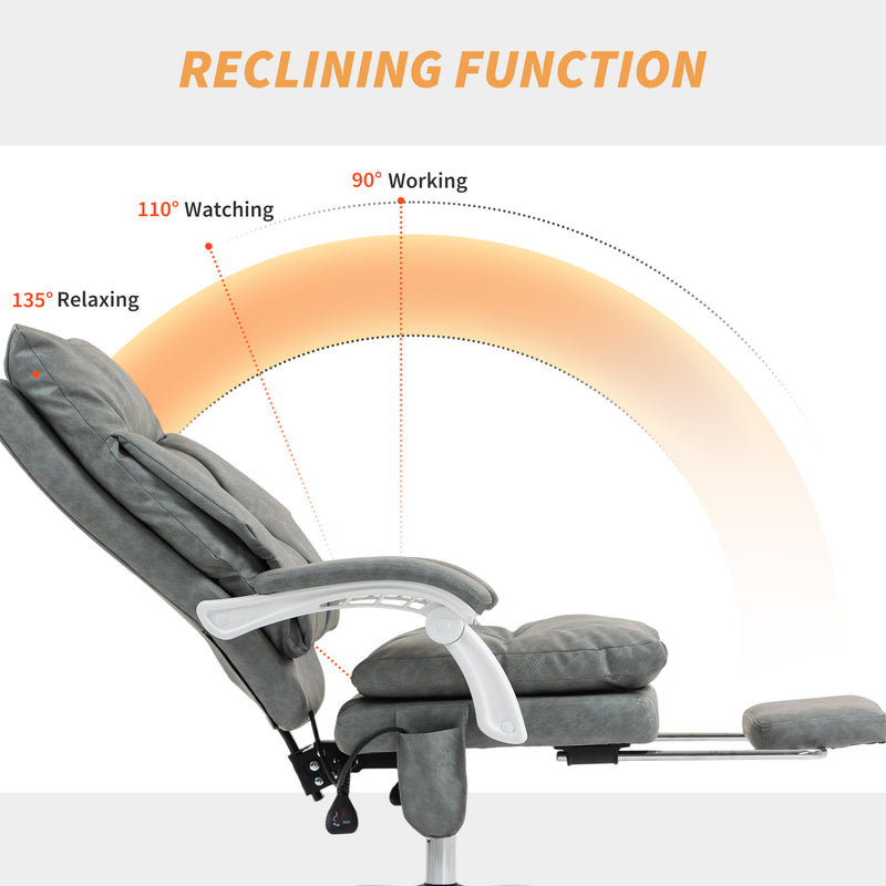 Ergonomic Faux Leather Office Chair With Inflatable Lumbar Support For All Day Comfort Grey