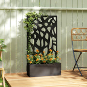 Raised Garden Bed with Trellis for Climbing Plants and Privacy Screen Black Outsunny
