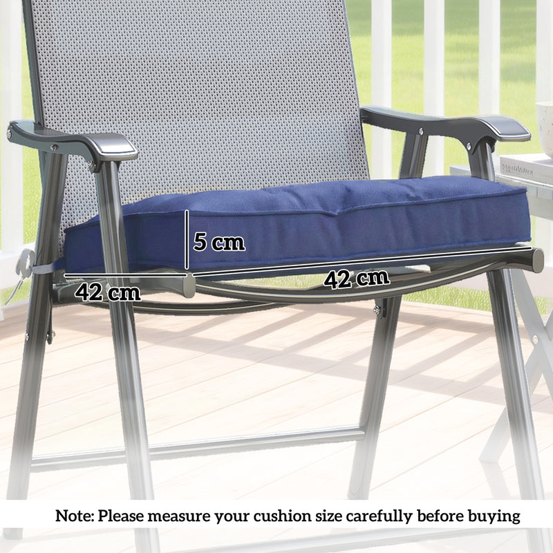 Garden Chair Cushions Set of 4 with Extra Padding and Tie Fastenings Dark Blue Outsunny