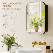 Bathroom Wall Cabinet with Mirror and Adjustable Shelves for Small Spaces 40x10x51cm,  Black Homcom