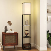 Modern Floor Lamp with 3 Storage Shelves for Living Room or Bedroom Lighting Black AOSOM