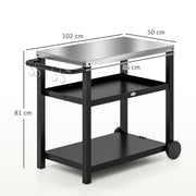 Charcoal Grey Outdoor BBQ Trolley With Stainless Steel Top and Storage by Outsunny