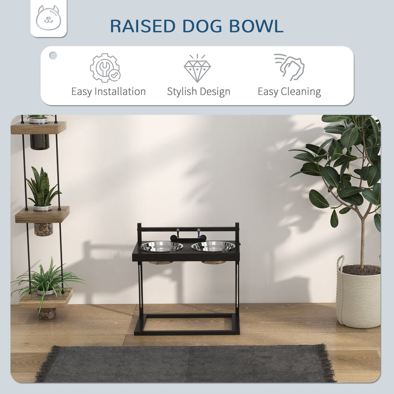 Adjustable Raised Dog Bowls with Stand for All Breeds Promotes Healthy Eating, Black