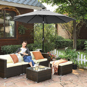 Parasol with Solar LED Lights & Tilt Mechanism 2.7m Beige by SONGMICS Songmics