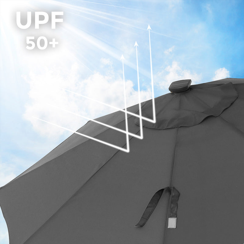 Parasol with Solar LED Lights & Tilt Mechanism 2.7m Beige by SONGMICS Songmics