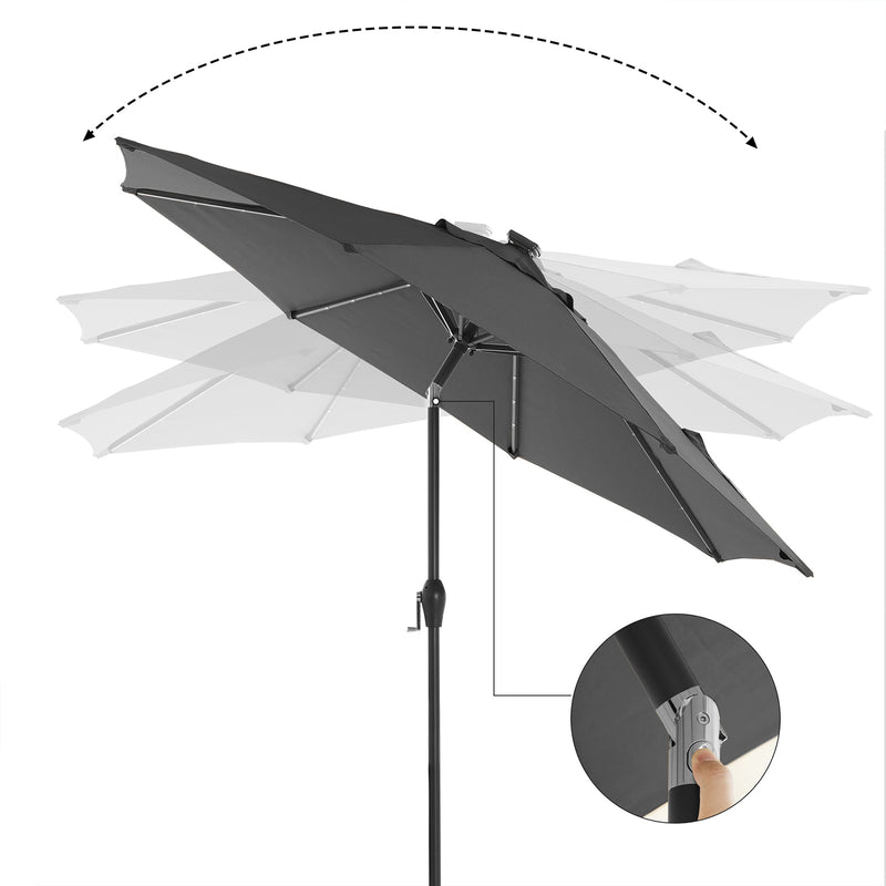 Parasol with Solar LED Lights & Tilt Mechanism 2.7m Beige by SONGMICS Songmics