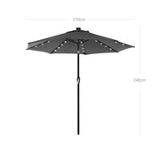 Parasol with Solar LED Lights & Tilt Mechanism 2.7m Beige by SONGMICS Songmics