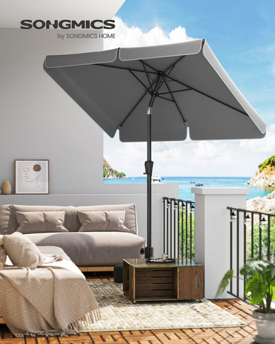 Small Garden Parasol Rectangular 2x1.5m Grey Steel Pole UPF50+ Sun Protection by SONGMICS Songmics