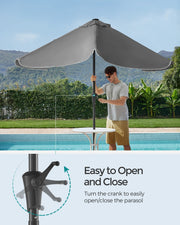 Small Garden Parasol Rectangular 2x1.5m Grey Steel Pole UPF50+ Sun Protection by SONGMICS Songmics