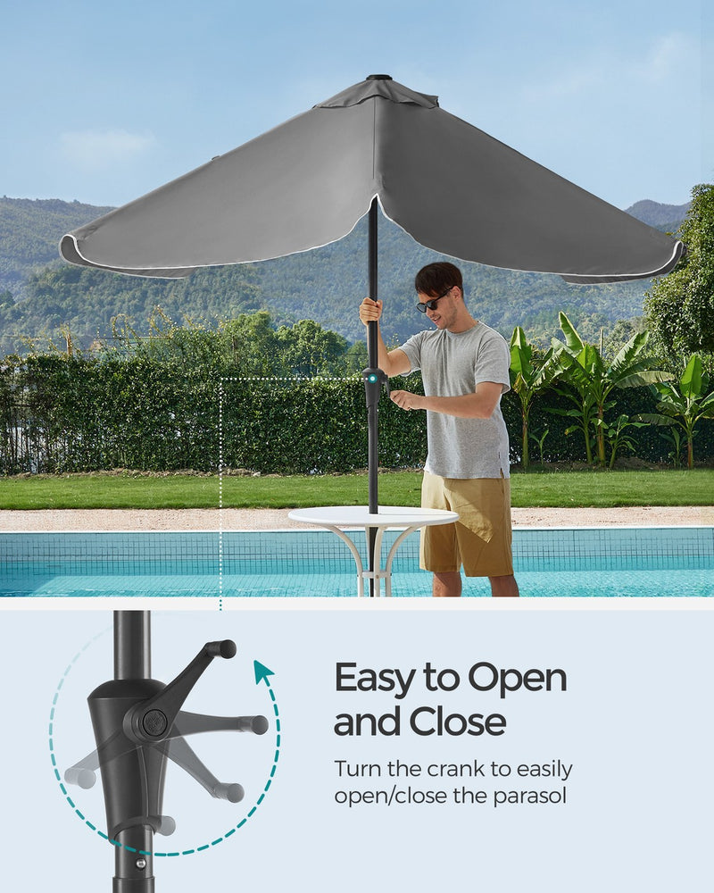 Small Garden Parasol Rectangular 2x1.5m Grey Steel Pole UPF50+ Sun Protection by SONGMICS Songmics