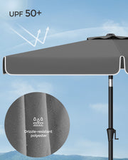 Small Garden Parasol Rectangular 2x1.5m Grey Steel Pole UPF50+ Sun Protection by SONGMICS Songmics