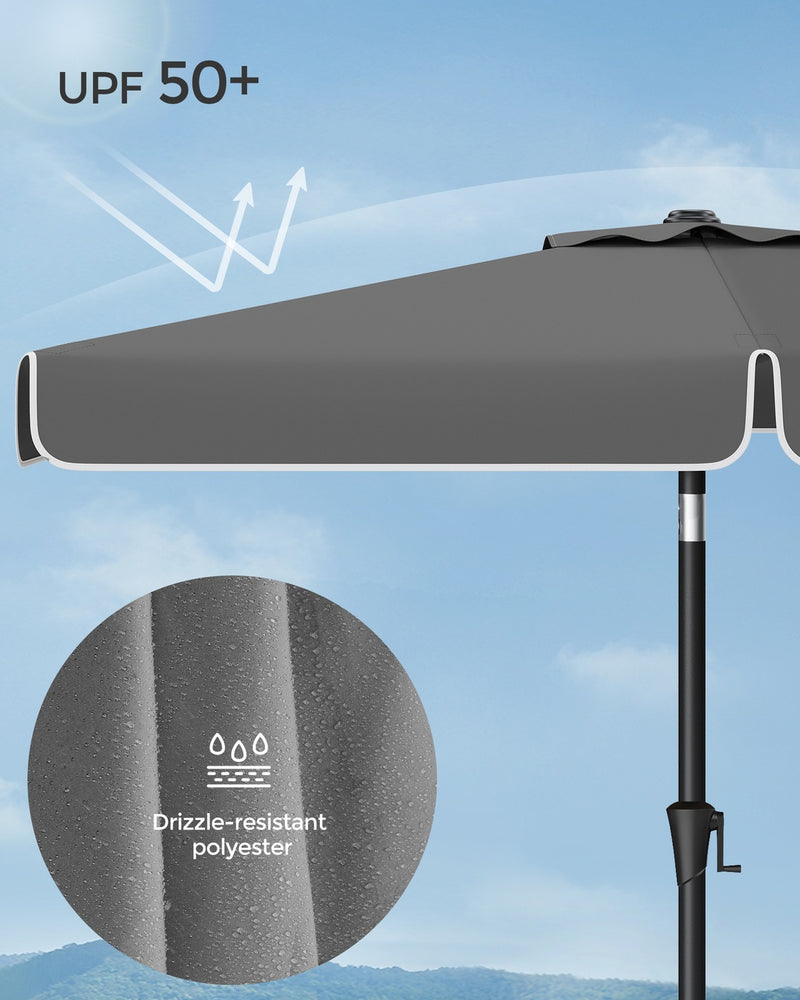 Small Garden Parasol Rectangular 2x1.5m Grey Steel Pole UPF50+ Sun Protection by SONGMICS Songmics