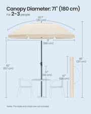 Parasol with UPF 50+ Polyester Canopy 180cm by SONGMICS Songmics