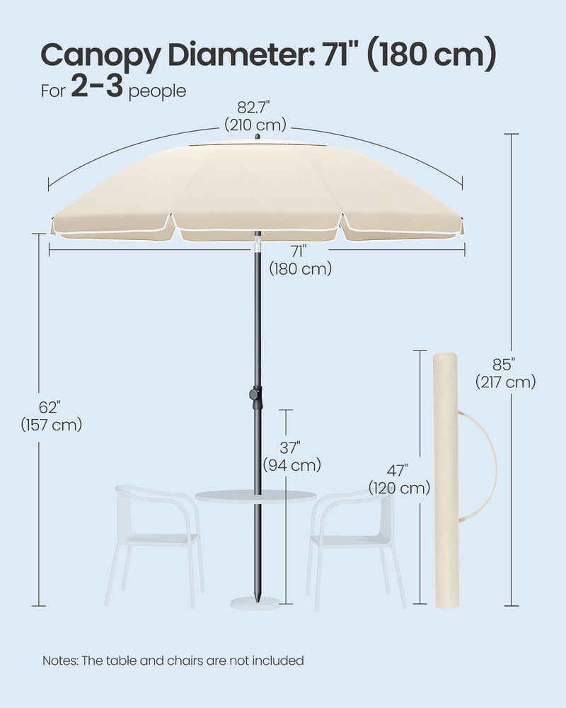 Parasol with UPF 50+ Polyester Canopy 180cm by SONGMICS Songmics