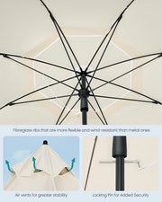 Parasol with UPF 50+ Polyester Canopy 180cm by SONGMICS Songmics