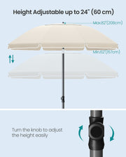 Parasol with UPF 50+ Polyester Canopy 180cm by SONGMICS Songmics