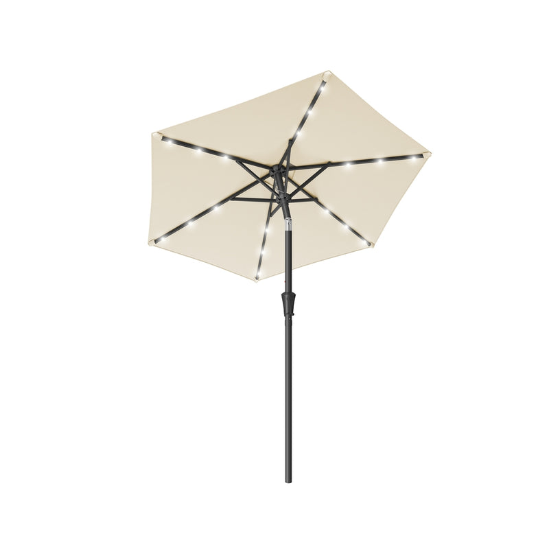 2m Garden Parasol with Solar LED Lights & Tilt Function UPF50+  Beige by Songmics Songmics