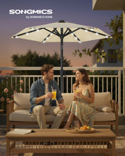 2m Garden Parasol with Solar LED Lights & Tilt Function UPF50+  Beige by Songmics Songmics