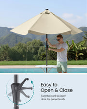 Beige Garden Parasol With Adjustable UPF50+ Tilting Canopy & Crank Handle by SONGMICS Songmics