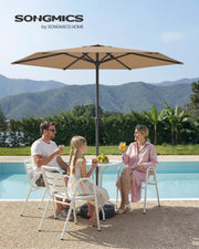 Taupe Garden Parasol UPF50+ Polyester Tilting Canopy With Crank Handle by SONGMICS Songmics