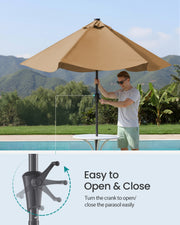 Taupe Garden Parasol UPF50+ Polyester Tilting Canopy With Crank Handle by SONGMICS Songmics