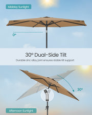 Taupe Garden Parasol UPF50+ Polyester Tilting Canopy With Crank Handle by SONGMICS Songmics
