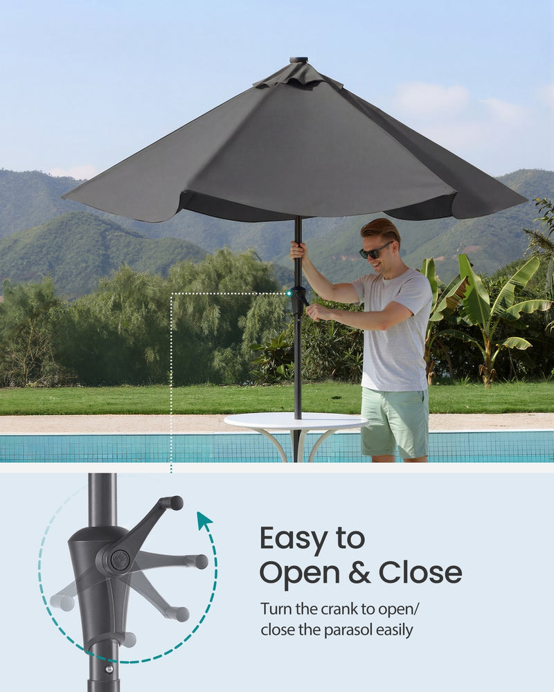 Grey Garden Umbrella With Tilting UPF50+ Canopy by SONGMICS Songmics