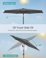 Grey Garden Umbrella With Tilting UPF50+ Canopy by SONGMICS Songmics