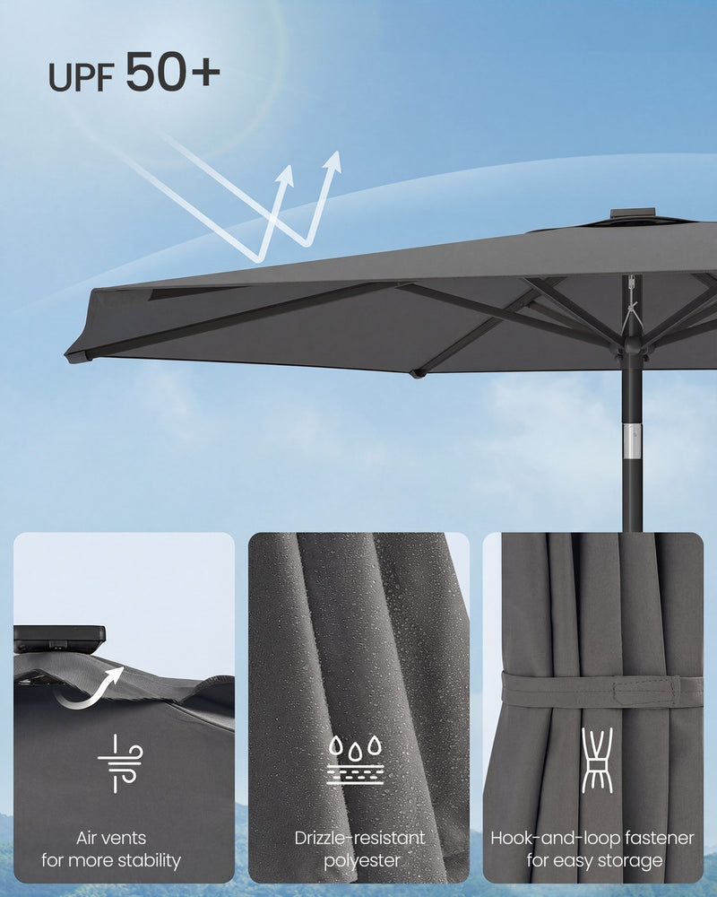 Grey Garden Umbrella With Tilting UPF50+ Canopy by SONGMICS Songmics