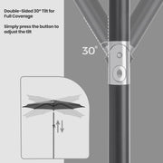 3 Metre Garden Parasol UPF 50 Plus Outdoor Umbrella Sun Shade for Patio by Songmics
