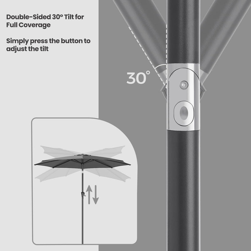 3 Metre Garden Parasol UPF 50 Plus Outdoor Umbrella Sun Shade for Patio by Songmics