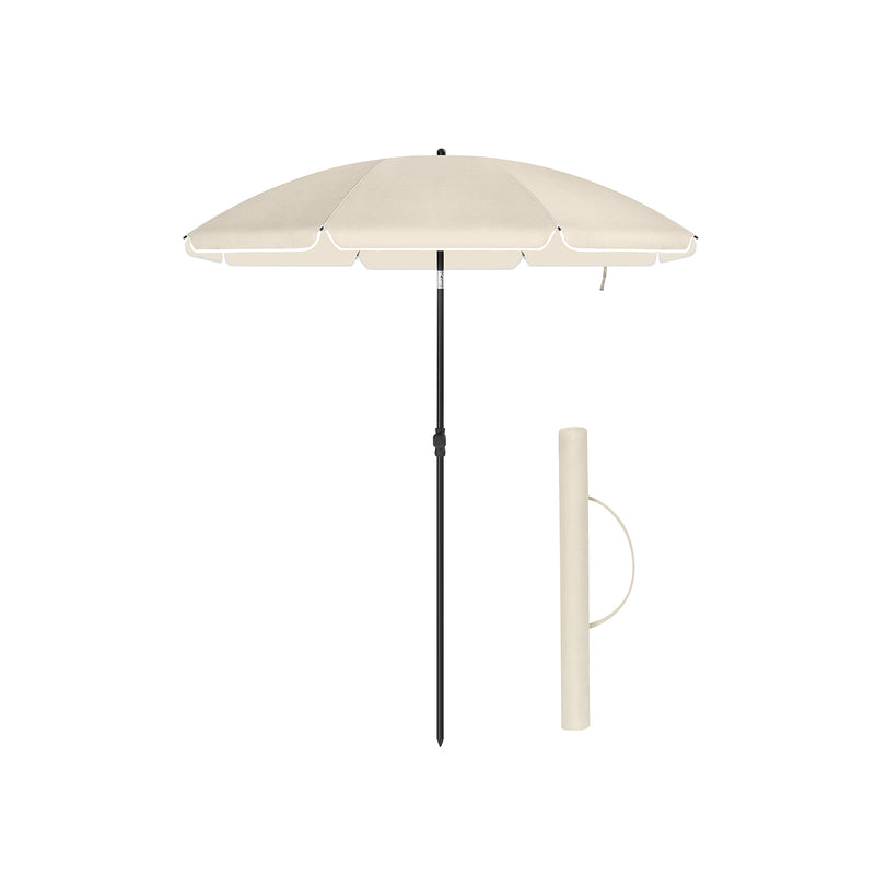 Beige Beach Parasol with UPF 50+ Tilting Canopy 1.8 m by SONGMICS Songmics