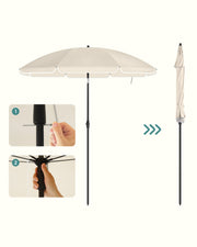 Beige Beach Parasol with UPF 50+ Tilting Canopy 1.8 m by SONGMICS Songmics
